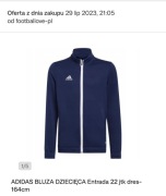 Adidas bluza dziecięca poliester niebieski rozmiar 164 (159 - 164 cm)