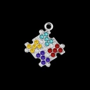 Wisiorek Zawieszka Puzzle z kolorowymi kamieniami srebro 925