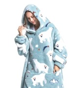Koc bluza z kapturem oversize Miś polarny Premium