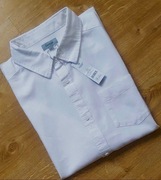 George__Lniana biała koszula  (55%len + 45%bawełna ) kr/rękaw __L /44 kołn.