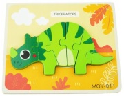 DREWNIANA KOLOROWA UKŁADANKA PUZZLE DINOZAUR