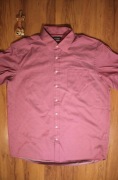 Koszula Charles Vogele r. 43/44 fiolet/róż w paski męska kr rękaw 
