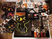Halloween zestaw ozdób balony dekoracje krew naklejki farbki kot 