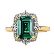 Pierścionek Stal Szlachetna Zieleń Szmaragd Cyrkonia
