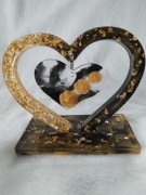 Rękodzieło Ozdobna Ramka Serce z żywicy handmade czarny i złoto 