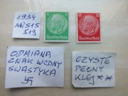 2szt. znaczki Mi 515 , 519 Niemcy 1934r. HINDENBURG Rzesza czyste ** Reich