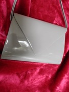 Torebka wieczorowa, lakierowana, szara