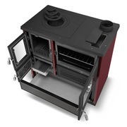 Piec kominek koza nowoczesny BELLA bordo fajerka + płyta grzewcza