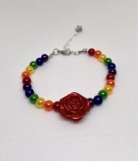 Tęczowa bransoletka z koralików handmade