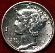 10 centów USA - SREBRO - One Dime- Mercury 1936 - menniczy