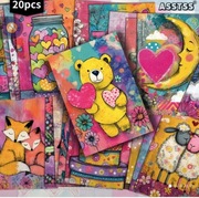 20 sztuk kartek prezentowych ASSTSS z motywem misia i serca na Walentynki 