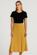 EDITED – Musztardowa spódnica midi z guziczkami S
