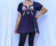 Granatowa bluzka Odd Molly 3 S bawełna granat etno boho biały haft kwiaty