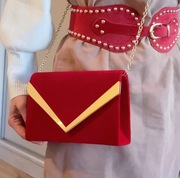 Bordowa burgundowa elegancka torebka na ramię z łańcuszkiem wieczorowa ślub