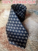 Krawat męski w geometryczne wzory jedwabny jedwab czarny w złote wzory
