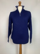 Sweter męski półgolf granatowy L wełna zapinany na suwak