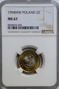 2 złote 1994 ngc ms67 unikat