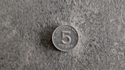 Moneta z Niemiec NRD 5 feningów z 1953