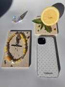 Biżuteryjna smycz do telefonu Agat, Cytryn, Księżyc. Mattè Prism, HM