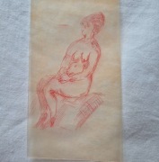 Stara grafika tusz kobieta Jan Hopliński 