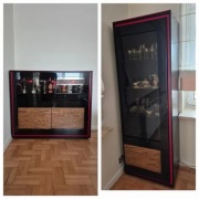 MEBIN Flamenco witryna szklana + barek, fornir dąb, elementy drewniane