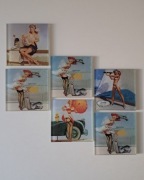 Podstawki pod kubki w stylu pin-up 6 szt. – ilustracje Gil Elvgren