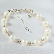 Różaniec bransoletka perły kryształy Swarovskiego