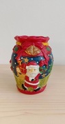 Pojemnik, wazonik ozdobny z mikołajem/wys. 11,5 cm.