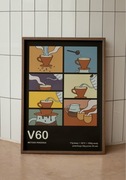 Plakat „V60” ciemny, kawa - grafika A2 retro