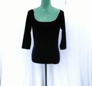 Czarna welurowa bluzka Sisters S 36 boho witch whimsical wróżka retro