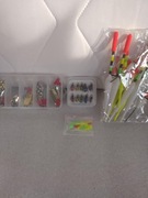 Zestaw wędkarski muchy blachy spławiki 