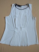 Bluzeczka Ecru jasny,  bez rękawów, plisowany przód