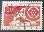 Belgia (Belgique, Belgie), koło zębate Rotary na tle mapy Europy, 20 cen