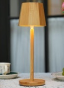 Lampka LED stołowa, nocna drewniana boho / glamour / loft