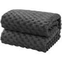 KOC Z MIKROFIBRY 220X200 MIĘKKI PLUSZOWY CIEMNY SZARY