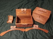 Ślubny: koszyk ratunkowy x2, pudełko na obrączki, skrzynka na podziękowania