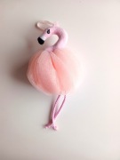 różowa gąbka do kąpieli w kształcie flaminga pudrowy róż pudrowa 