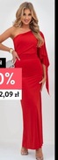 Czerwona sukienka z rozcięciem na nodze z pakuten 