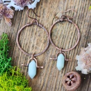 Miedziane kolczyki z amazonitami