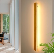 Lampa ścienna LED 115 cm drewniana 35W 3000K