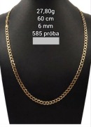 Łańcuszek Złoty 585 14K pancerka 27,80g Stan Bardzo Dobry