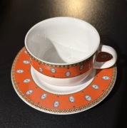 Filiżanki do kawy PRL – Tułowice, czerwony wzór retro (6 osób)