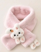 Różowy szal milusi z króliczkiem zimowy 