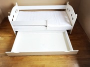 Białe łóżko dziecięce Laura 160x80 z barierką i szufladą materac gratis