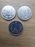 Polska 1 zł zestaw 1986-1988 stan I; aluminium; 3 monety