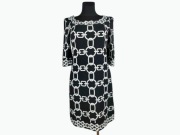 Sukienka Wallis 36 S koktajlowa czarna białe wzory elegancka