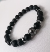 Bransoletka - kamień naturalny i stal 