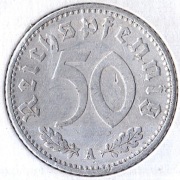 NIEMCY 50 reichspfennig 1935 A, KM# 87, VF