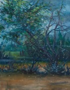 " WISŁOKA PO POWODZI " Obraz Olejny Ryszard Badura