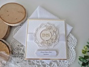 Delikatne zaproszenia komunijne na komunię komunia hostia eko